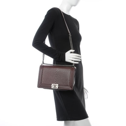 Chanel Calfskin Chevron Quilted New Medium Boy Flap Burgundy 2 of 7