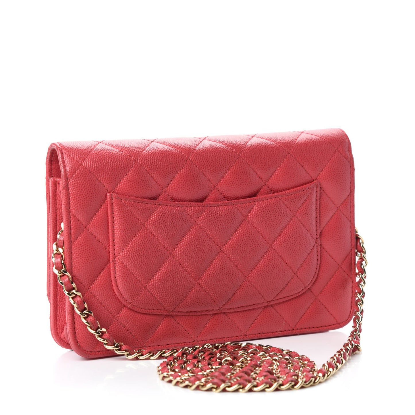 Caviar Quilted Wallet On Chain WOC Dark Pink
