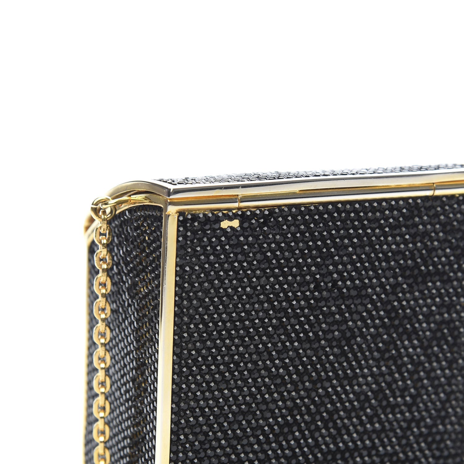 Judith Leiber Swarovski Crystal Minaudiere Clutch Black Gold 9 of 10