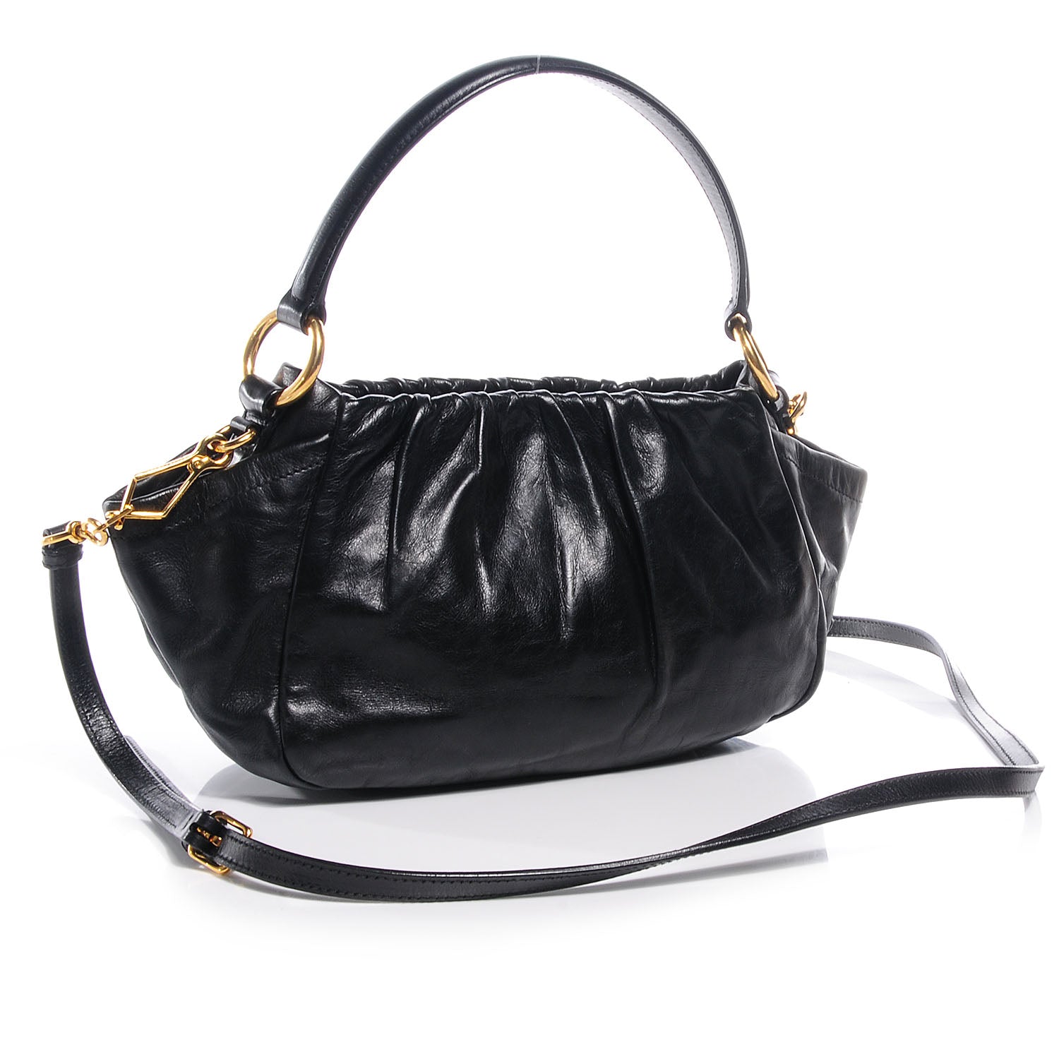 Prada Leather Dressy New Look Shoulder Bag Nero Black 3 of 9