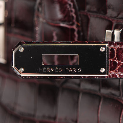 Hermes Shiny Niloticus Crocodile Birkin 30 Chocolate 11 of 25