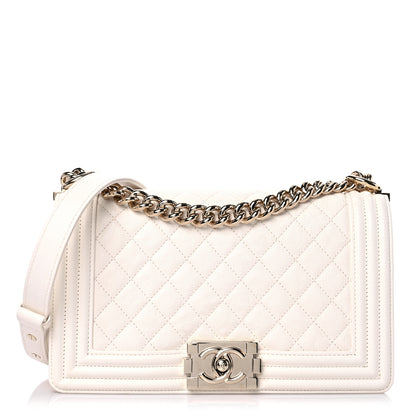 Chanel Caviar Quilted Medium Boy Flap White 1 of 9