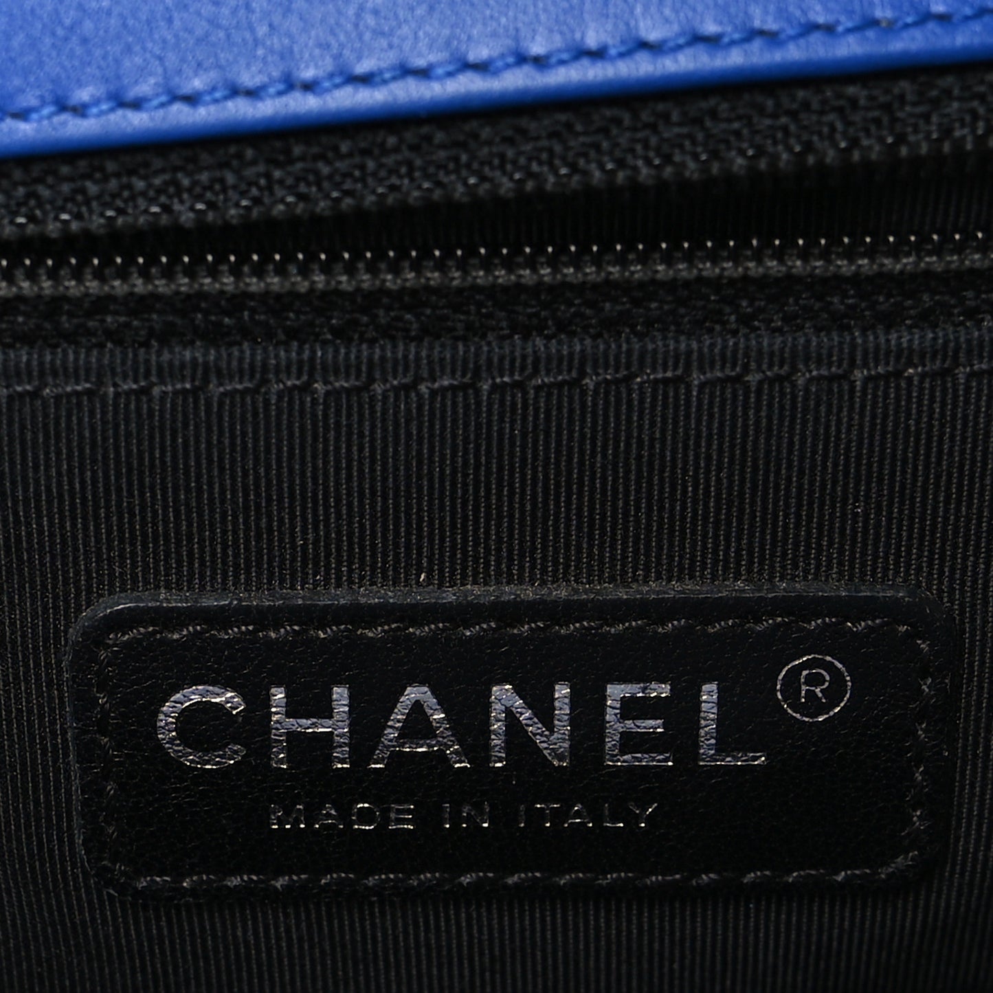 Patent Calfskin Quilted New Medium Plexiglass Boy Flap Blue