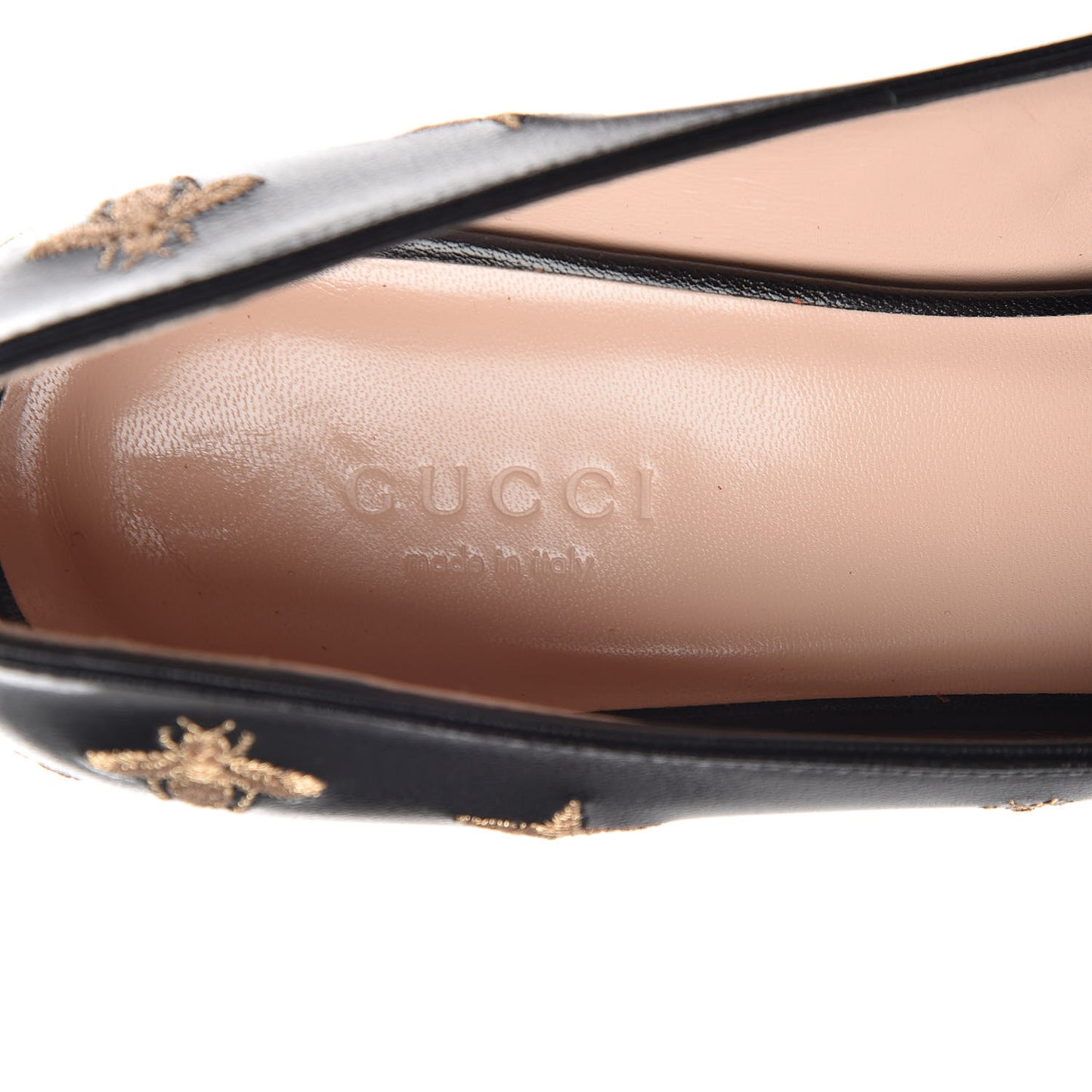 Quentin Goatskin Bee Star Embroidered GG Marmont Fringe 50mm Loafer Pumps 38 Black