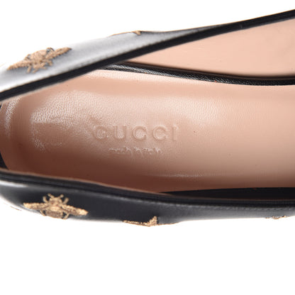 Gucci Quentin Goatskin Bee Star Embroidered GG Marmont Fringe 50mm Loafer Pumps 38 Black 8 of 10