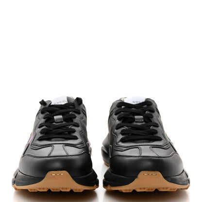 Gucci Calfskin Iridescent Logo Mens Rhyton Sneakers 10 Black 2 of 15