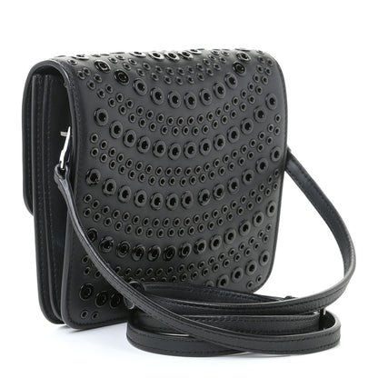 Alaia Calfskin Grommet Studded Azzedine Messenger Flap Black 2 of 10