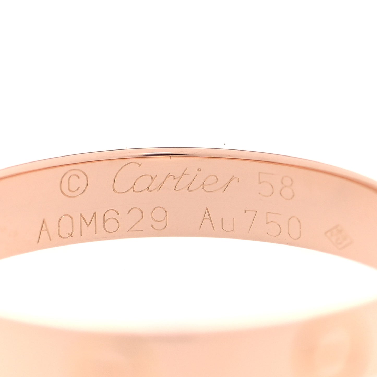 18K Pink Gold 3.5mm LOVE Wedding Band Ring 58 8.25