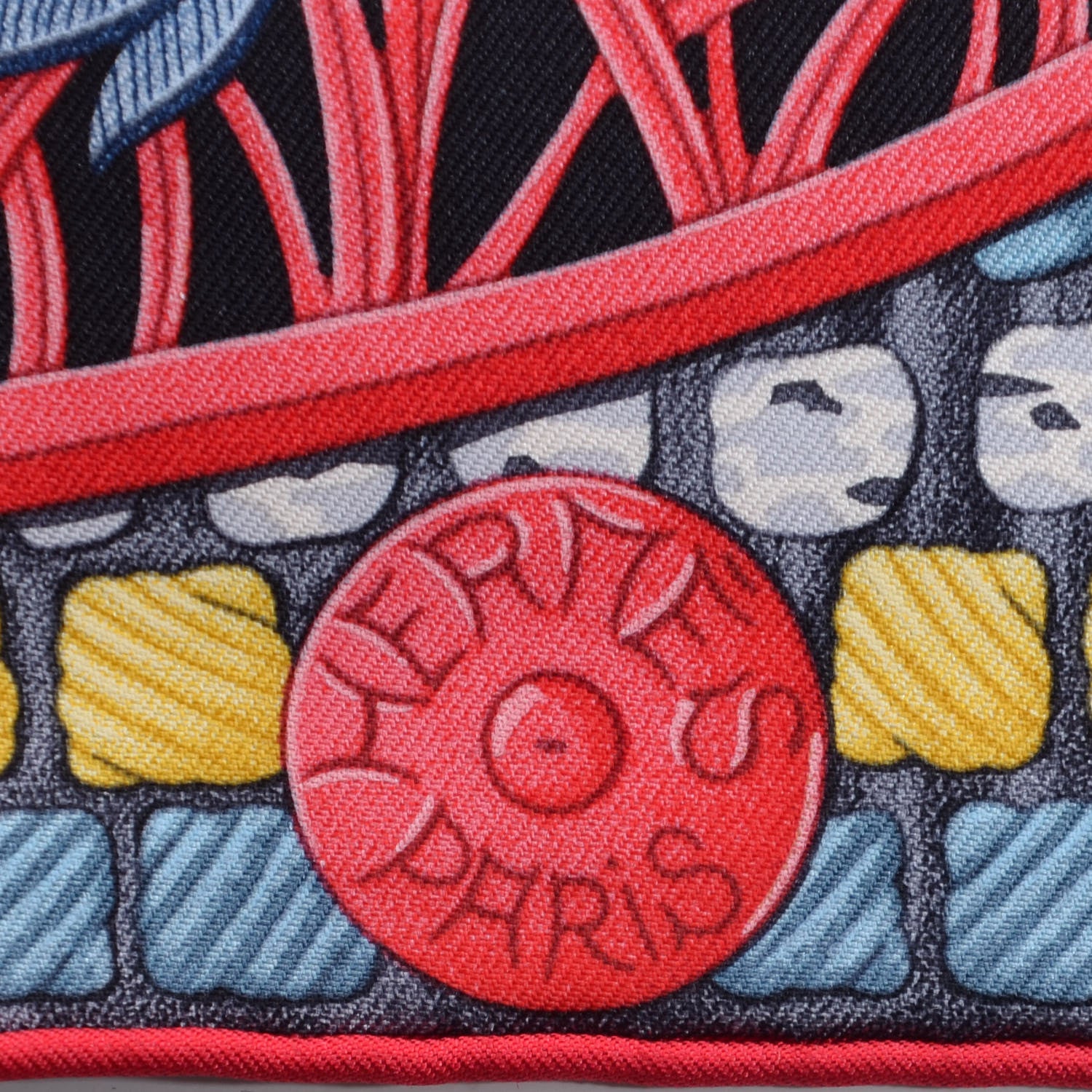 Hermes Silk Parures de Samouraïs Scarf 90 Black Rouge Blue Jean 3 of 5