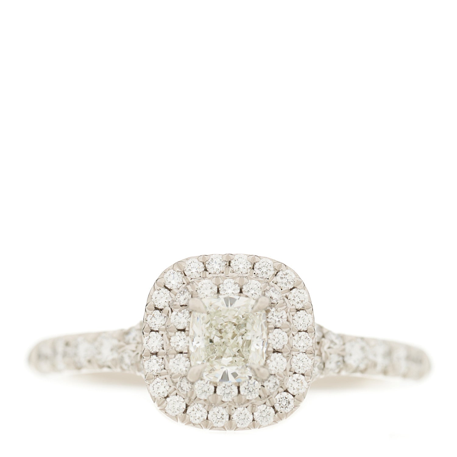 Tiffany Platinum Diamond .30ct Soleste Cushion Cut Double Halo Engagement Ring 50 5.25 1 of 3