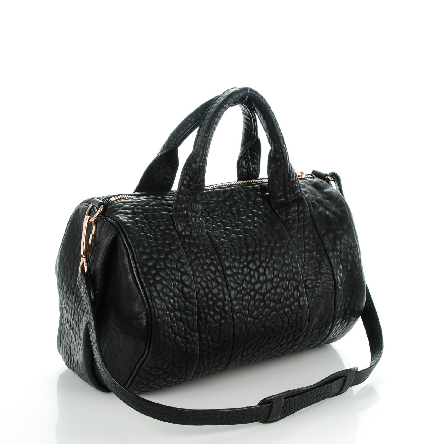 Alexander Wang Pebbled Lambskin Rocco Black Rose Gold Hardware 3 of 7