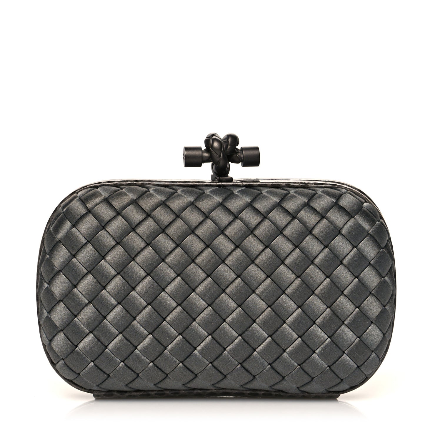 Satin Intreccio Knot Clutch Grey