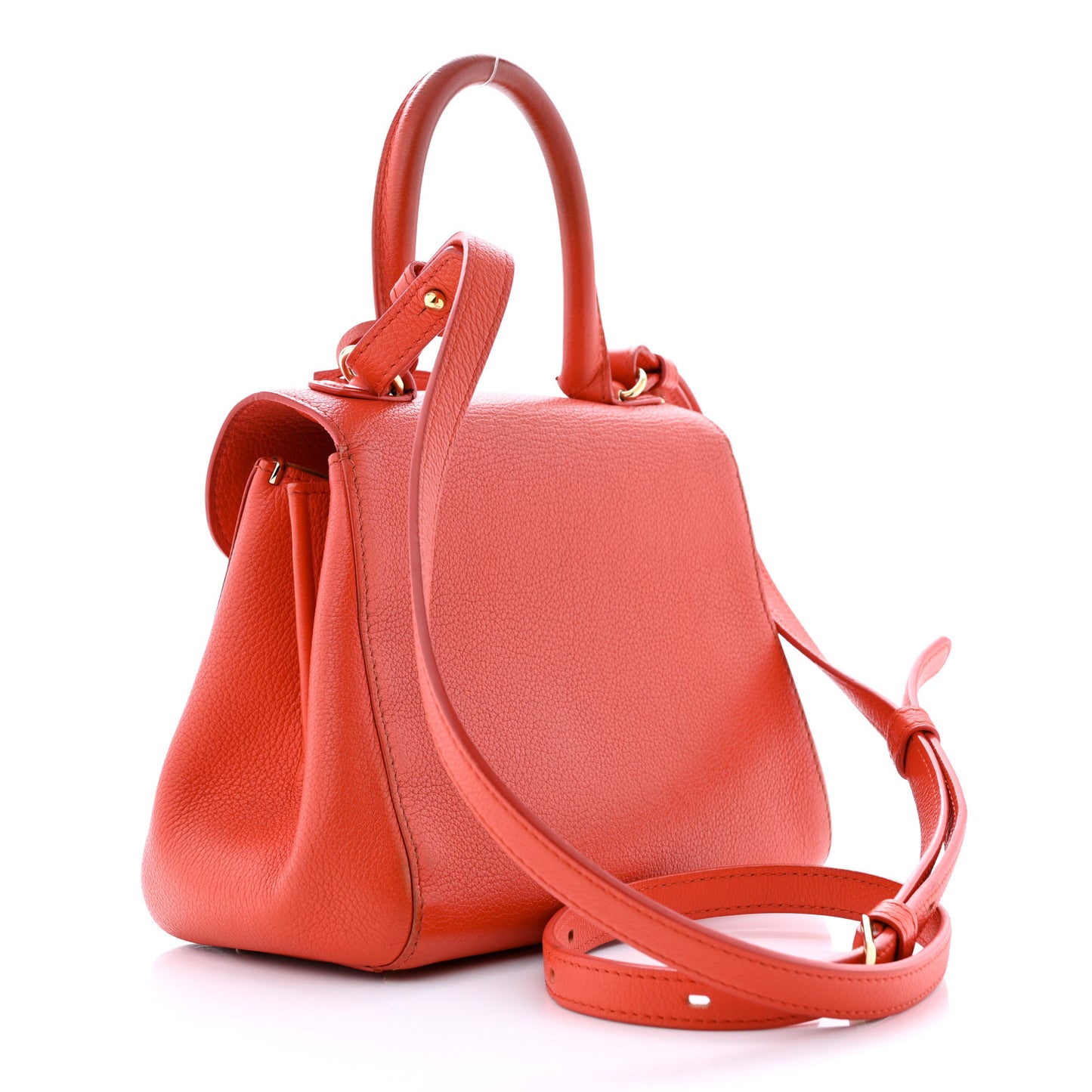 Grained Calfskin Mini Brillant Satchel Red