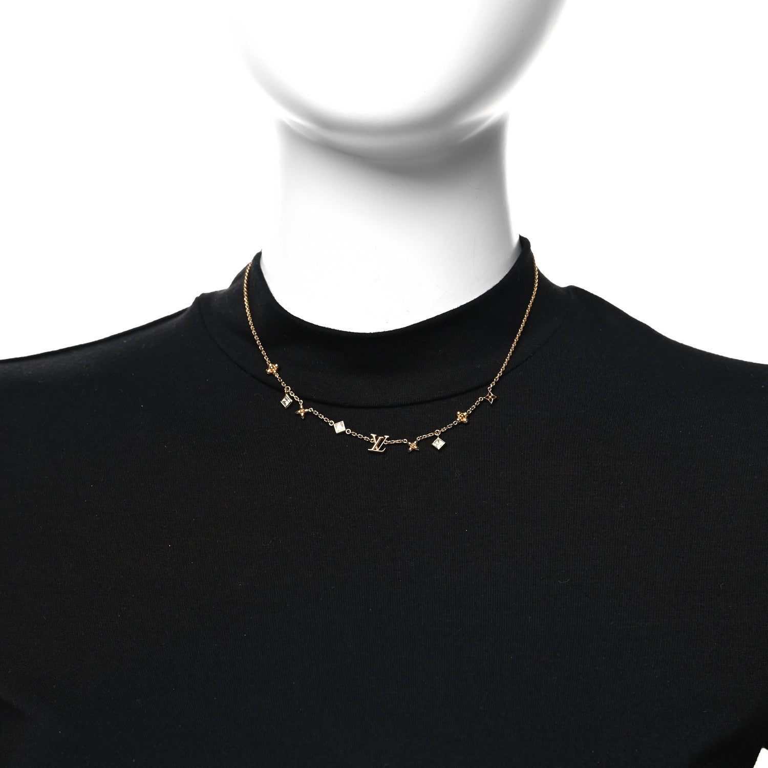 Louis Vuitton Metal Crystal LV In The Sky Necklace Gold 2 of 7