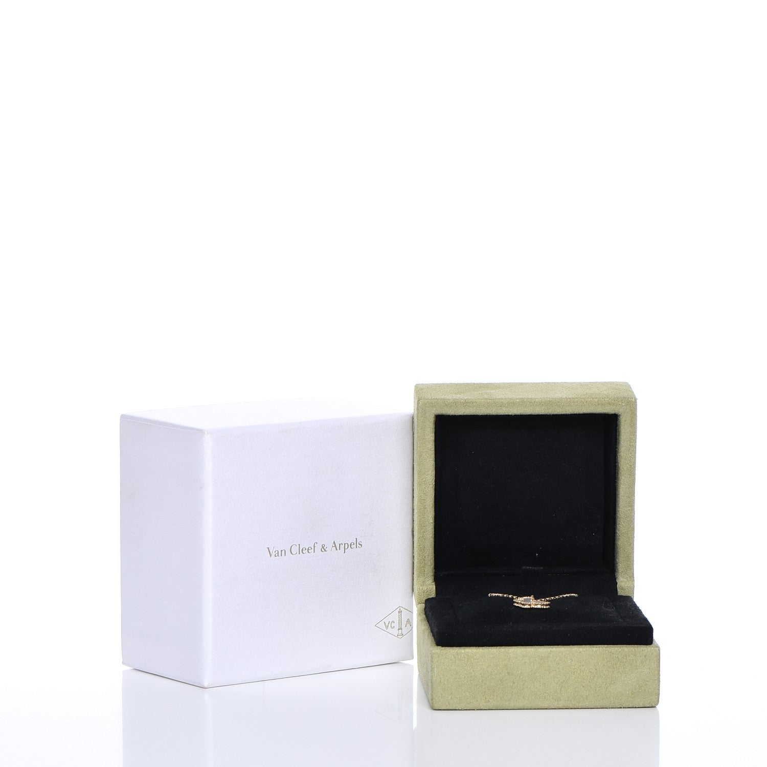 Van Cleef & Arpels 18K Yellow Gold Mother of Pearl Sweet Alhambra Butterfly Pendant Necklace 8 of 8
