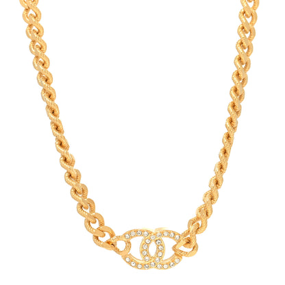Chanel Crystal Chain Link CC Choker Necklace Gold 2 of 5