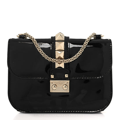 Valentino Garavani Patent Small Glam Lock Rockstud Flap Black 1 of 7
