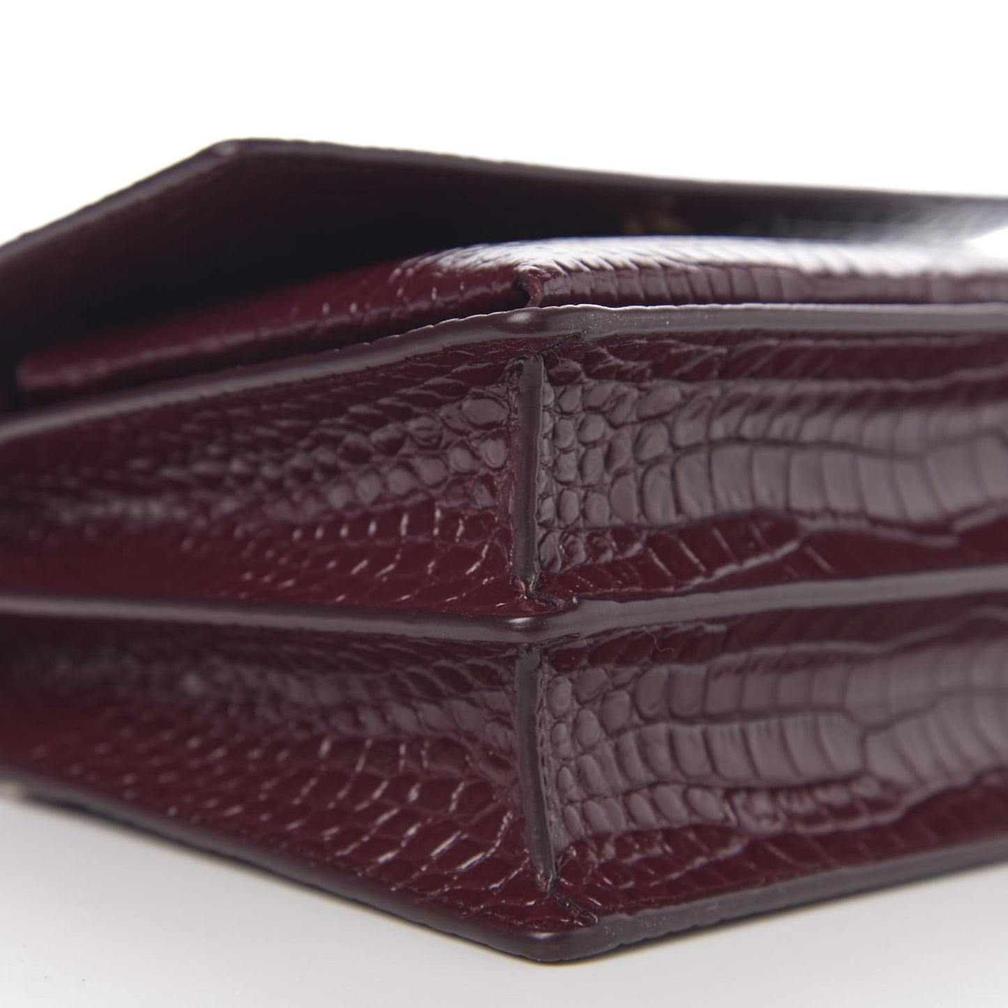 Calfskin Crocodile Embossed Medium Monogram Sunset Rouge Legion