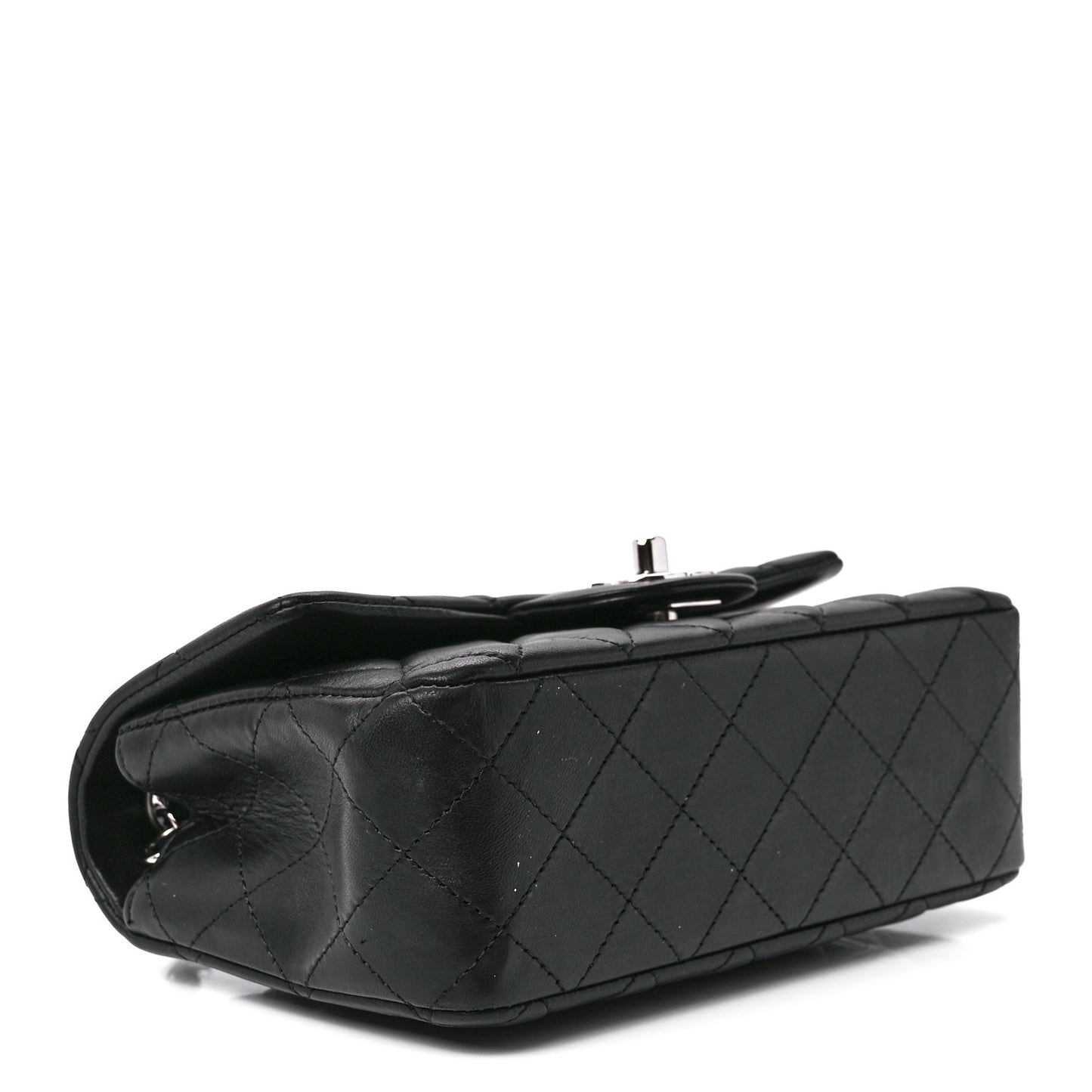 Lambskin Quilted Mini Rectangular Flap Black