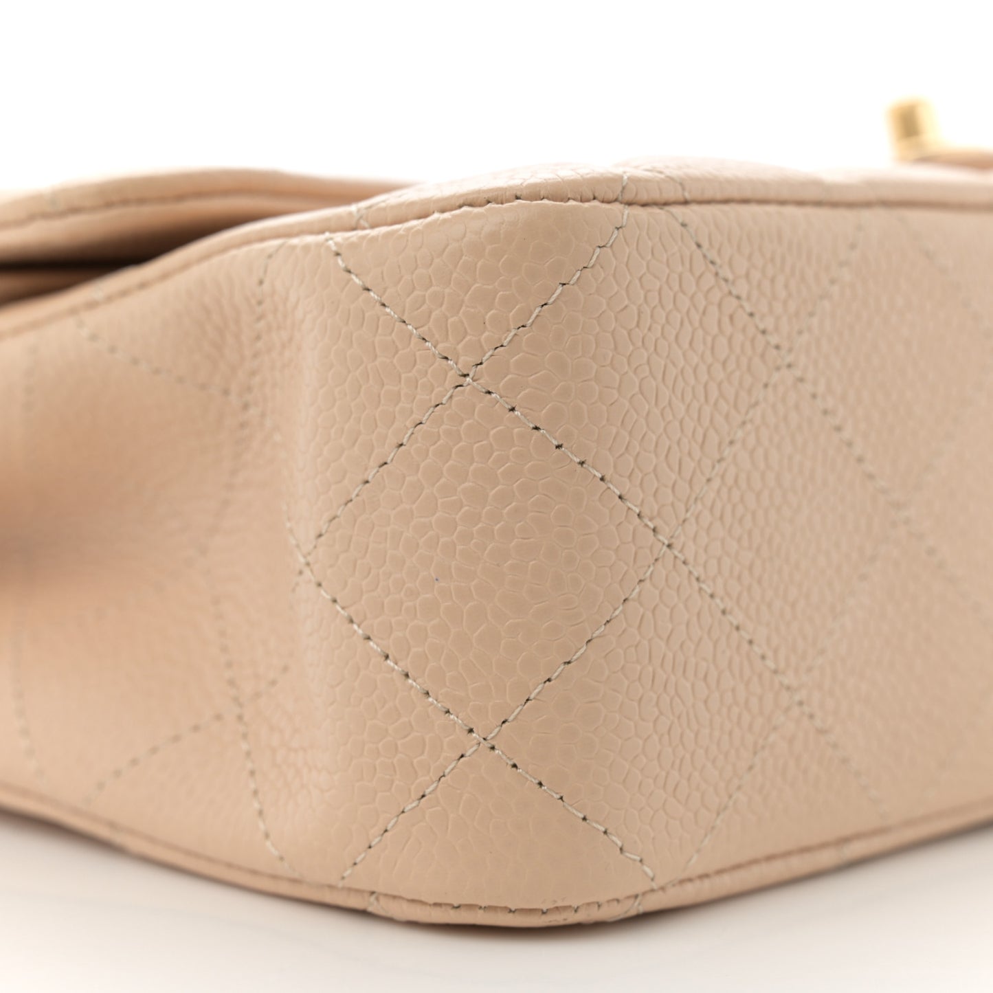 Caviar Quilted Medium Double Flap Beige