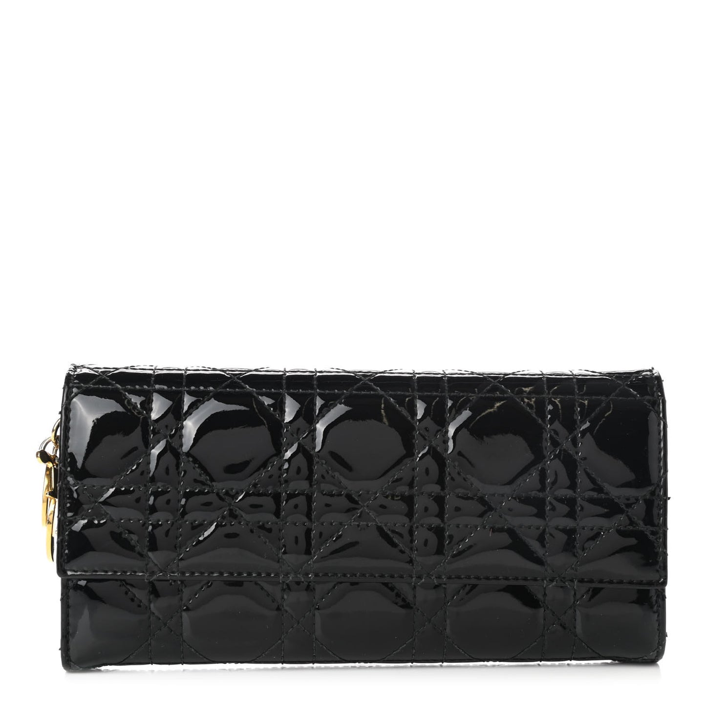 Patent Cannage Lady Dior Rendezvous Wallet On Chain Black