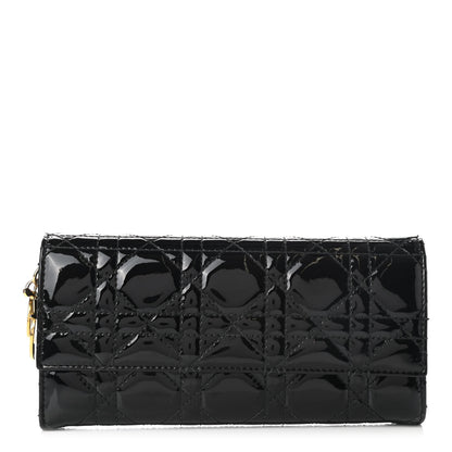 Christian Dior Patent Cannage Lady Dior Rendezvous Wallet On Chain Black 1 of 8