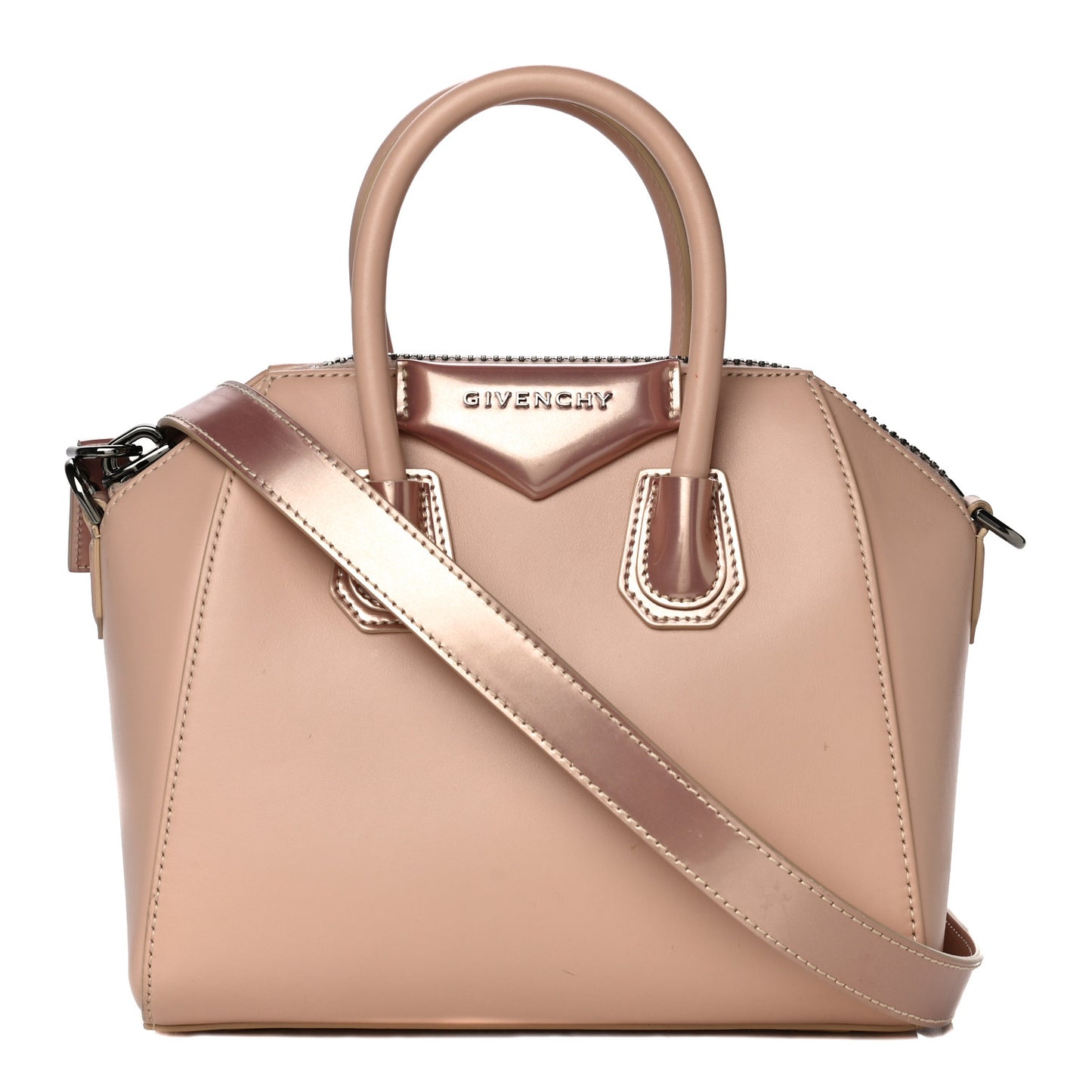 Metallic Calfskin Mini Antigona Light Pink