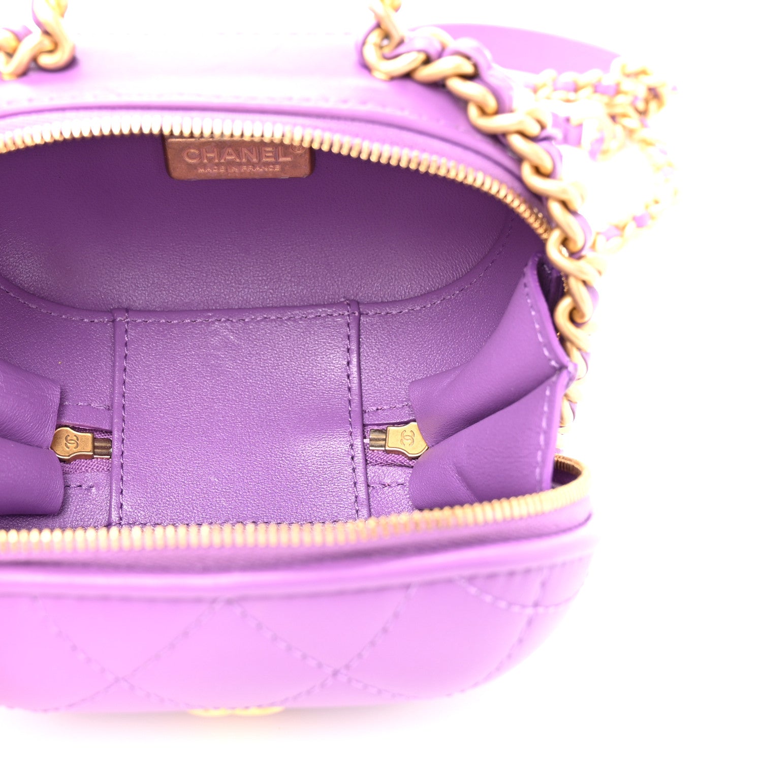 Chanel Lambskin Quilted CC Bubble Vanity Case With Chain Purple 5 of 10
