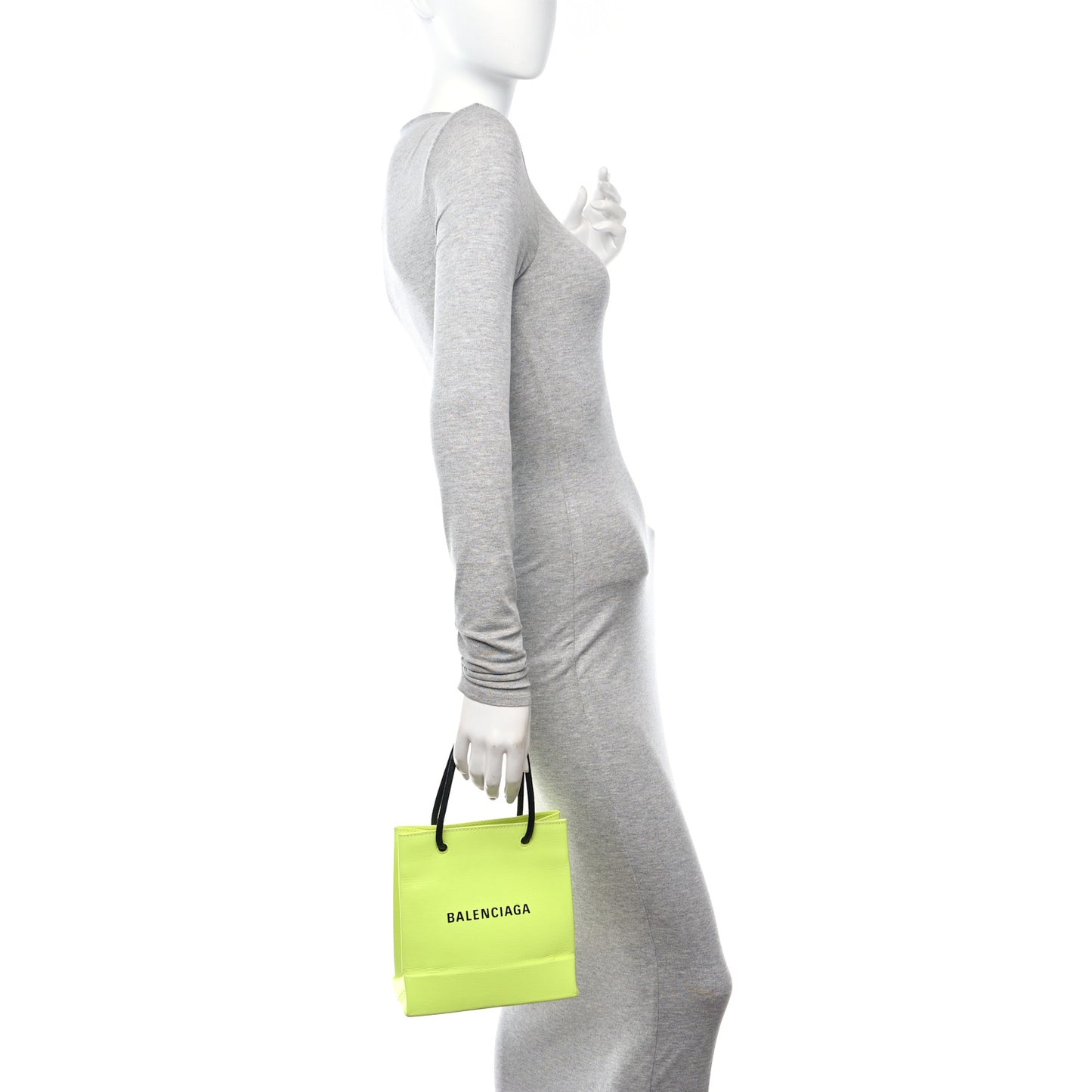 Squared Calfskin Logo Shopping Tote XXS Lime