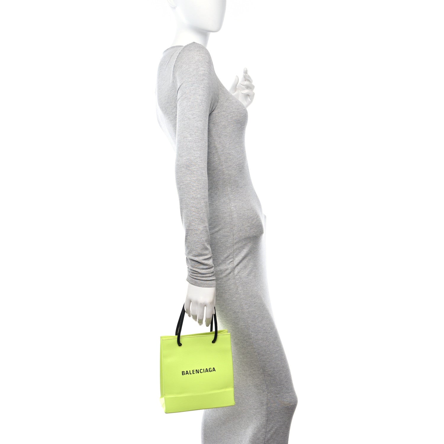 Balenciaga Squared Calfskin Logo Shopping Tote XXS Lime 2 of 13