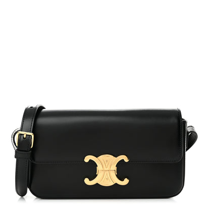 Celine Shiny Calfskin Triomphe Shoulder Bag Black 1 of 12