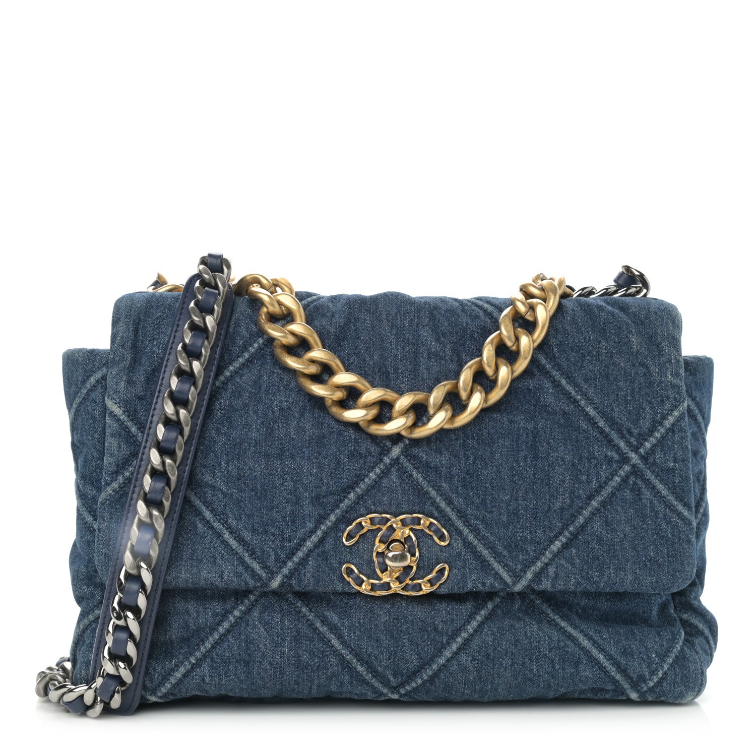 Chanel Denim Quilted Large Chanel 19 Flap Blue 1 of 11