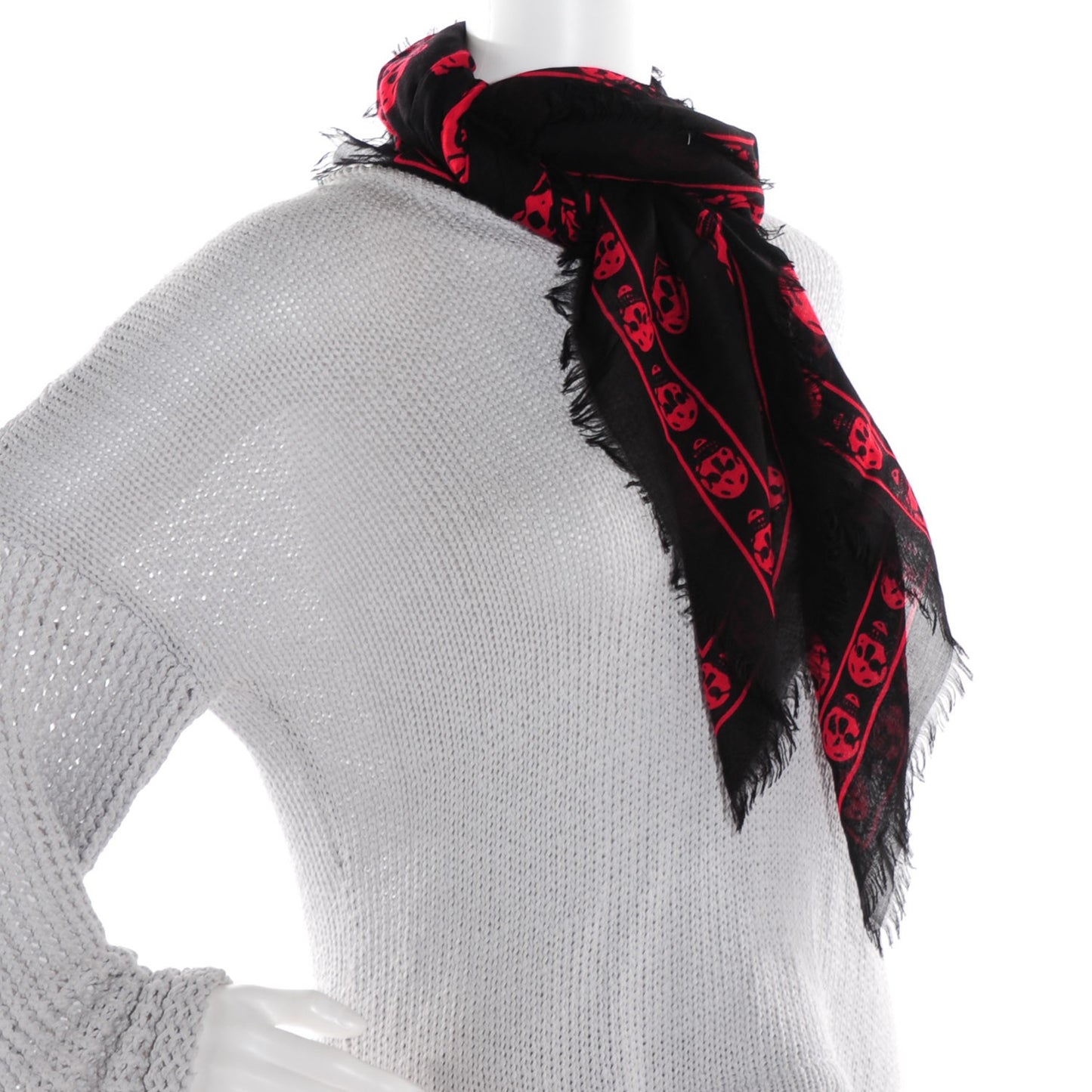 Modal Silk Skull Scarf Black Red