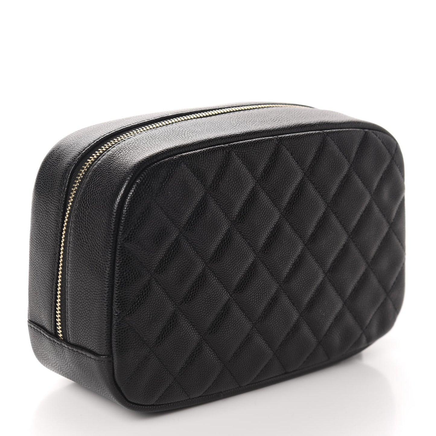 Caviar Quilted Curvy Pouch Cosmetic Case Black
