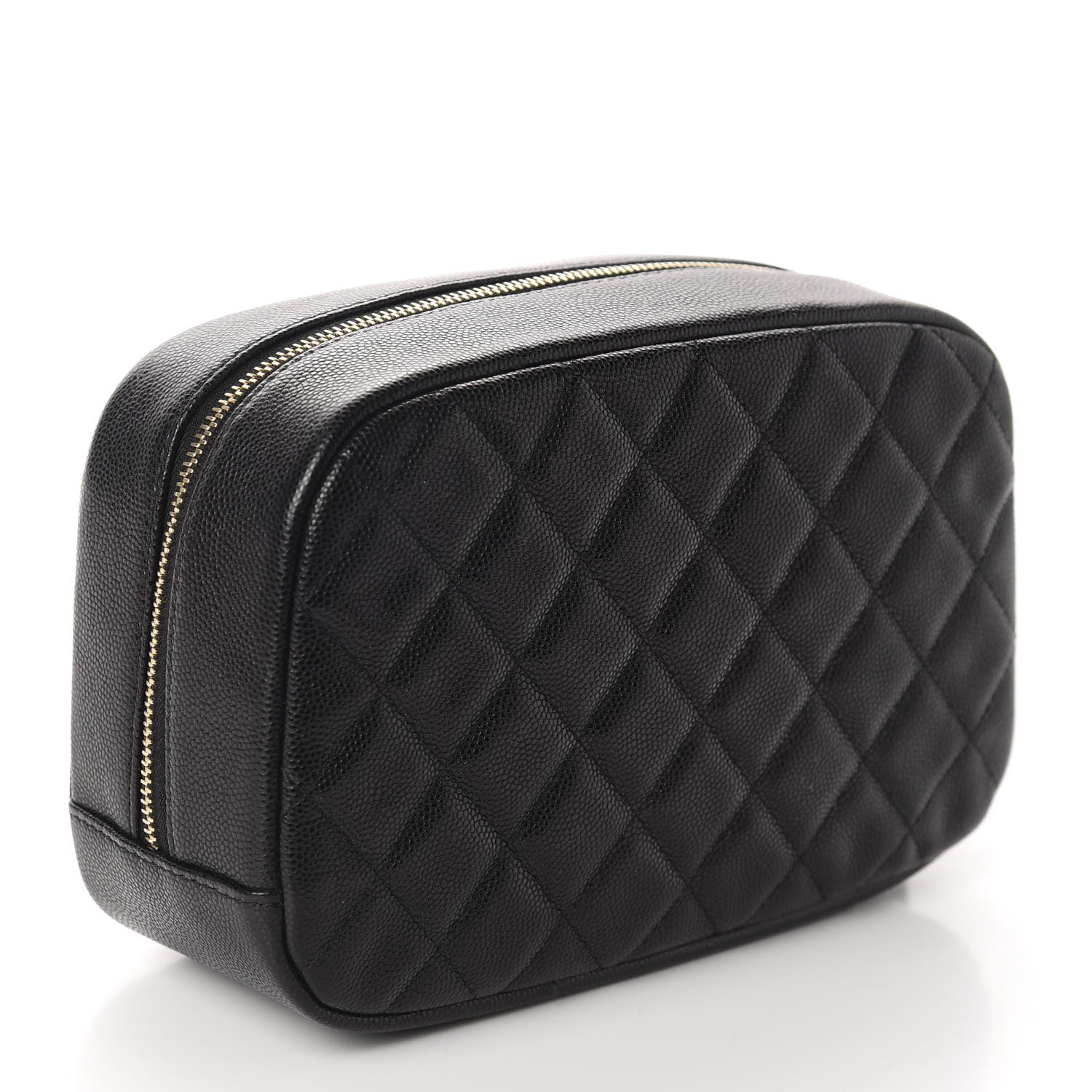 Chanel Caviar Quilted Curvy Pouch Cosmetic Case Black 3 of 9