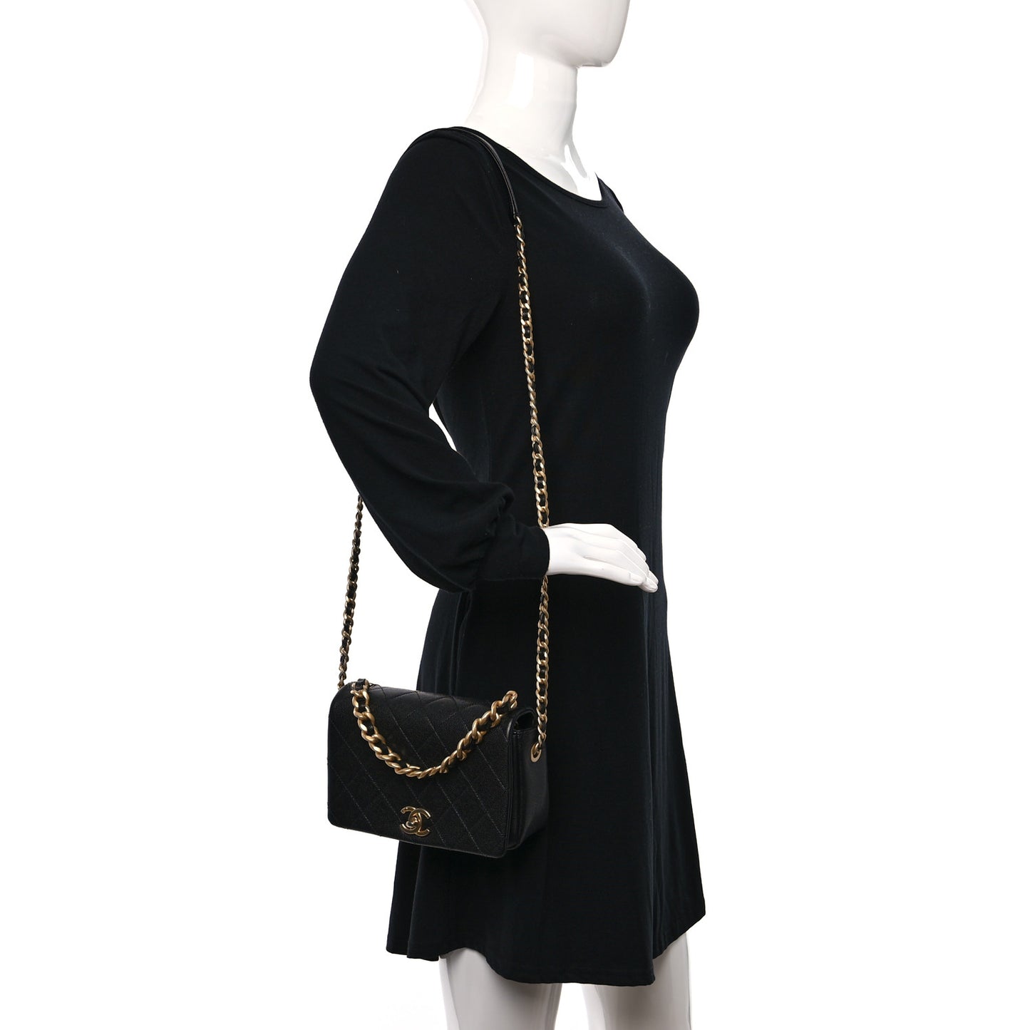 Caviar Quilted Small Fashion Therapy Flap Bag Black