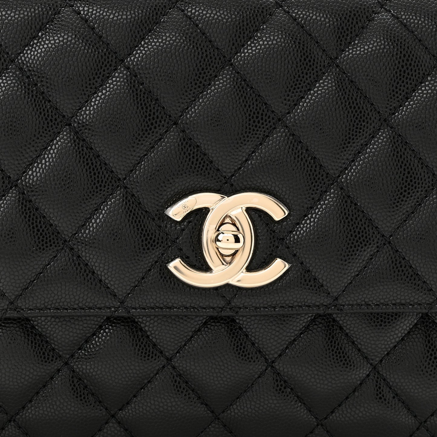 Caviar Quilted Small Coco Handle Flap Black