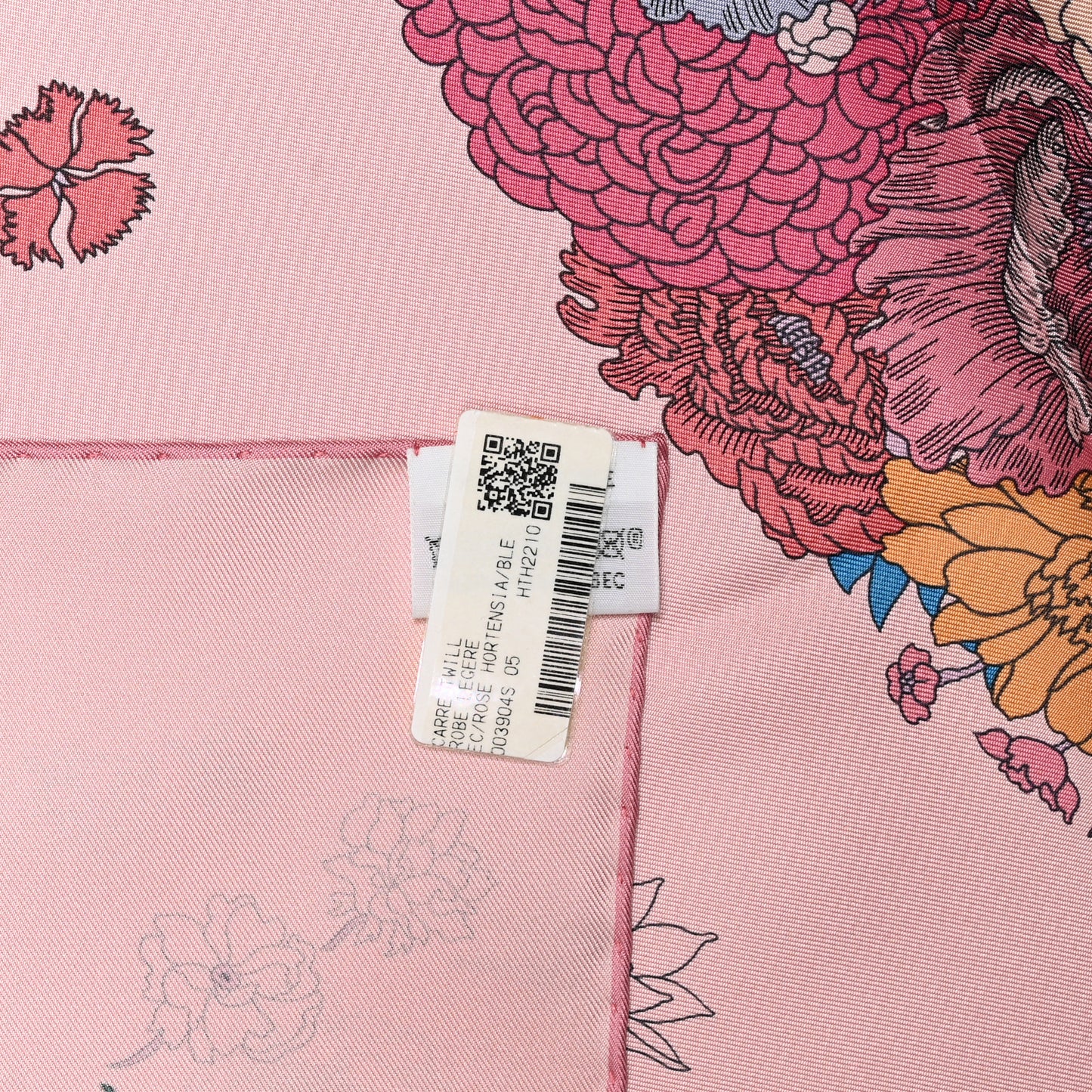 Silk Twill Robe Legere Scarf 90 Rose Hortensia Bleu