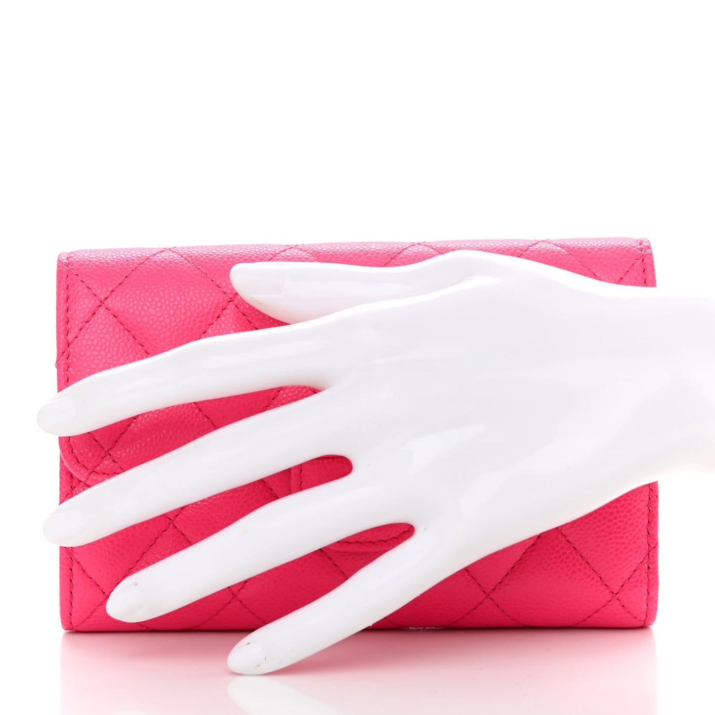 Caviar Quilted Medium Flap Wallet Fuchsia