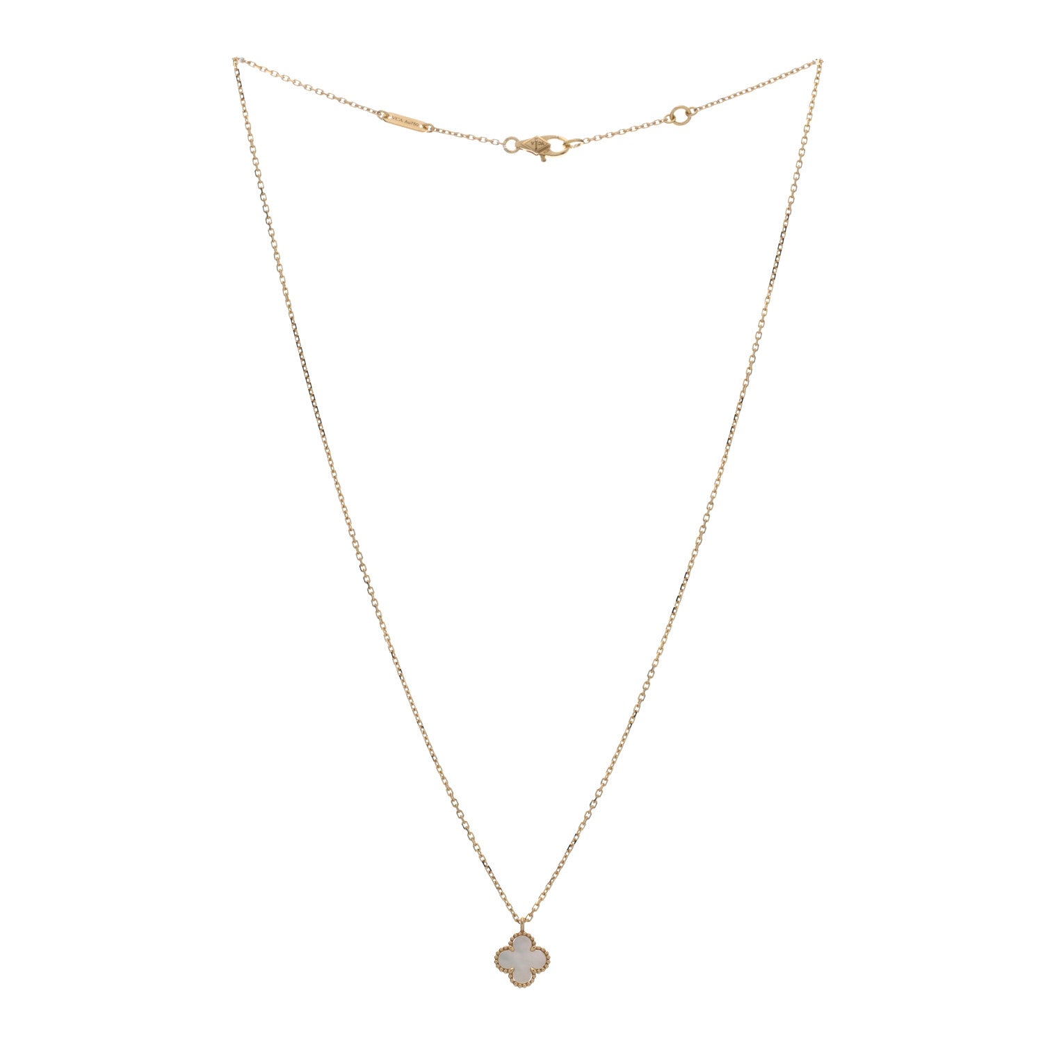Van Cleef & Arpels 18K Yellow Gold Mother of Pearl Sweet Alhambra Pendant Necklace 3 of 4