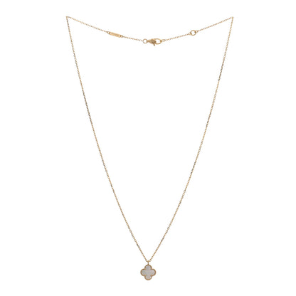 Van Cleef & Arpels 18K Yellow Gold Mother of Pearl Sweet Alhambra Pendant Necklace 3 of 4