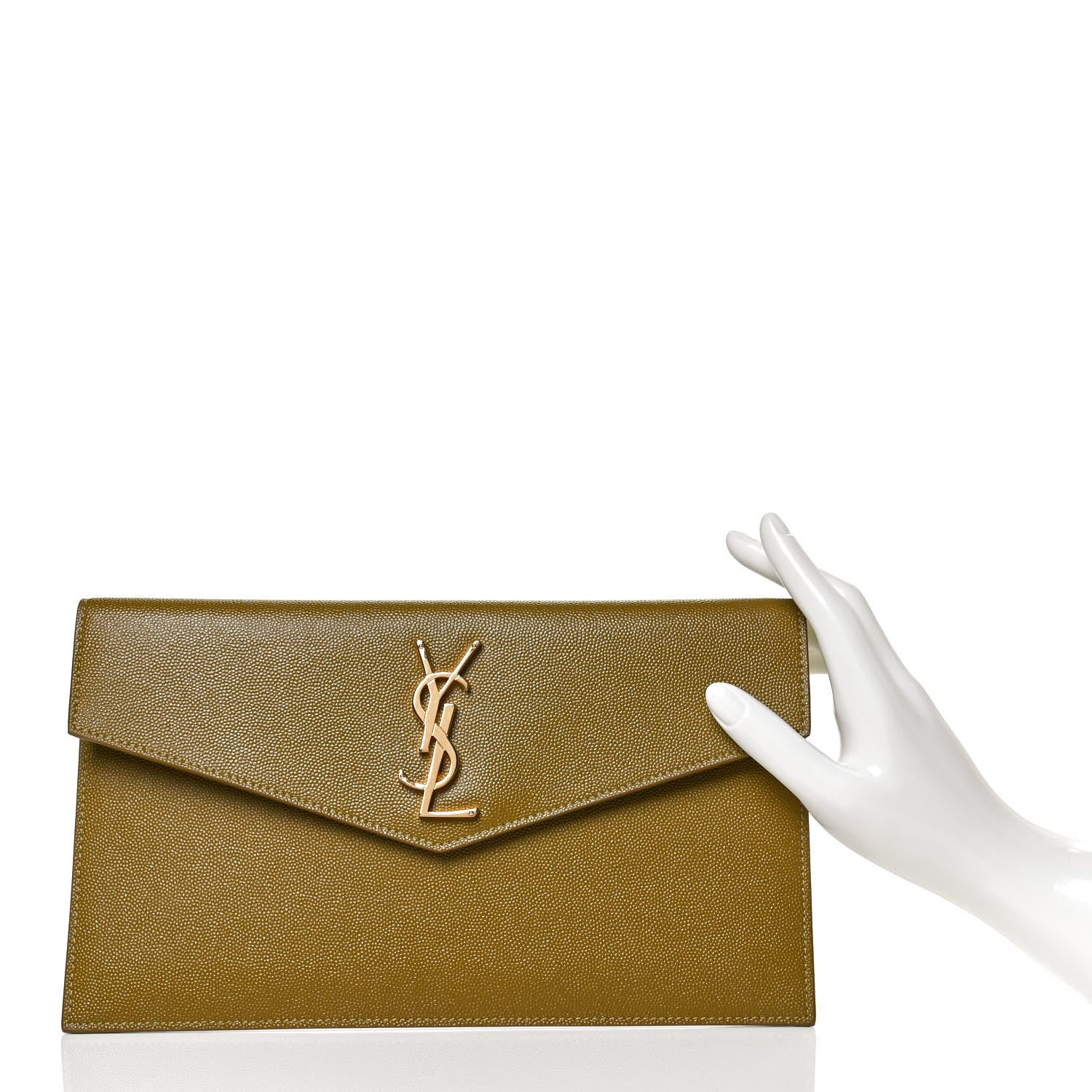 Saint Laurent Grain De Poudre Uptown Pouch Olive 2 of 9