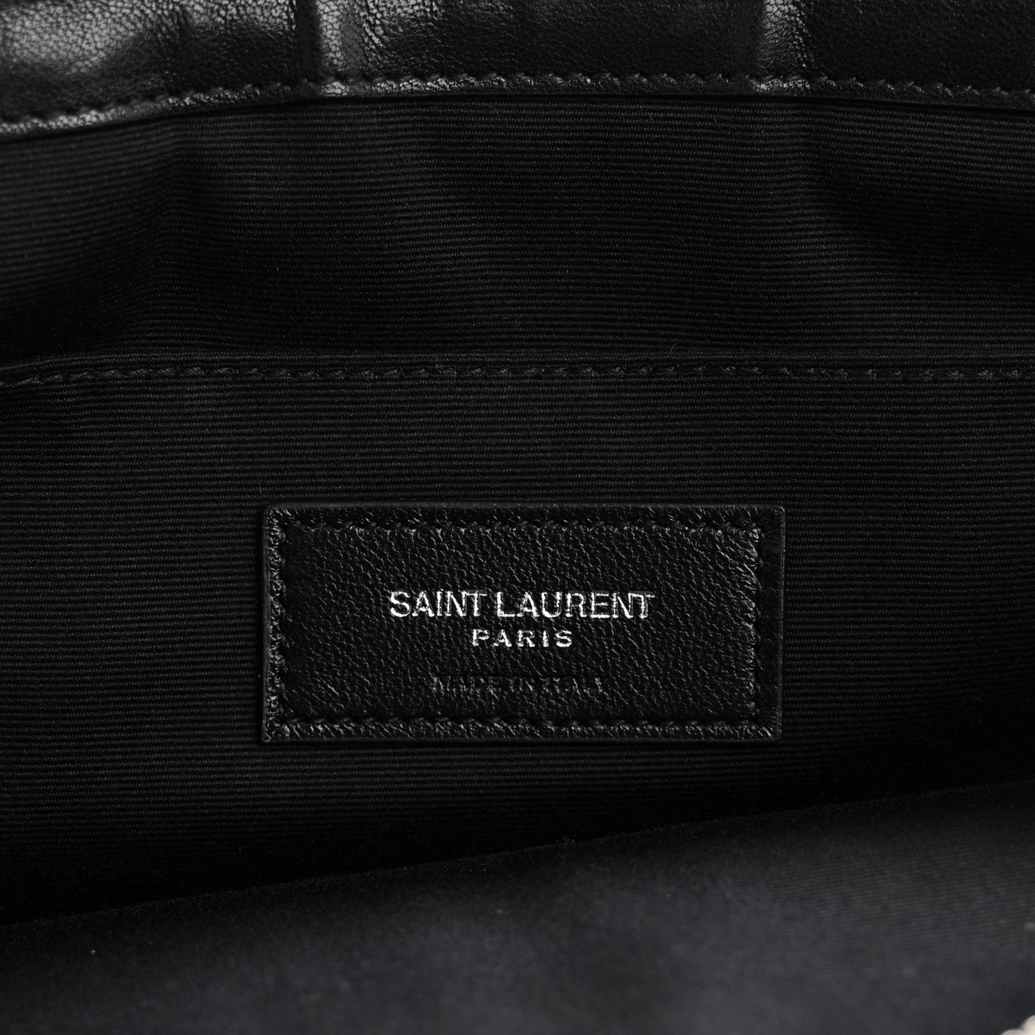 Saint Laurent Raffia Calfskin Rive Gauche Zipped Pouch Naturale Black 6 of 9