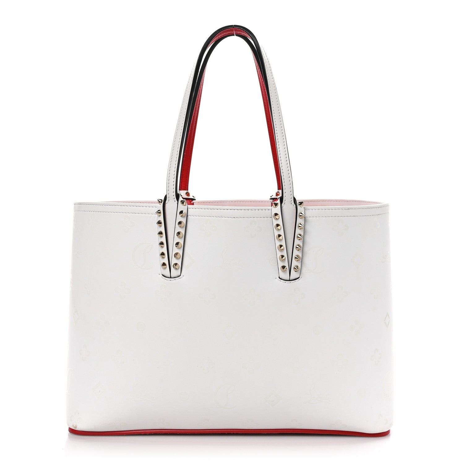 Christian Louboutin Calfskin Spikes Small East West Cabata Tote Snow 1 of 11