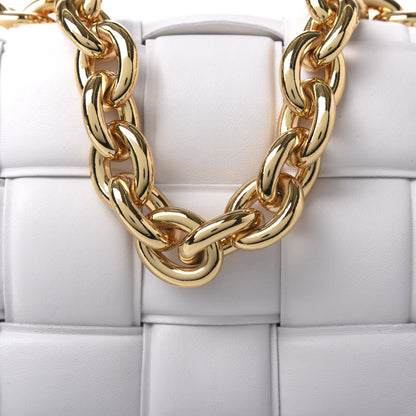 Bottega Veneta Lambskin Maxi Intreccio Padded Chain Cassette Crossbody Bag White 9 of 10