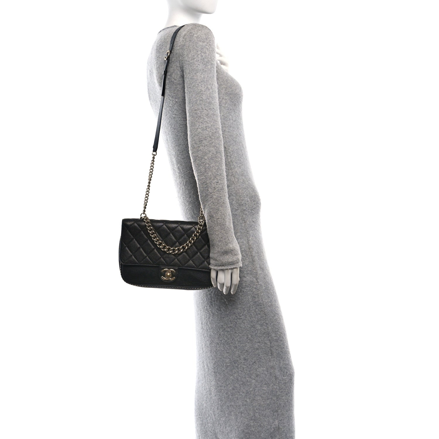 Chanel Caviar Quilted Large Studded Flap Black 2 of 12
