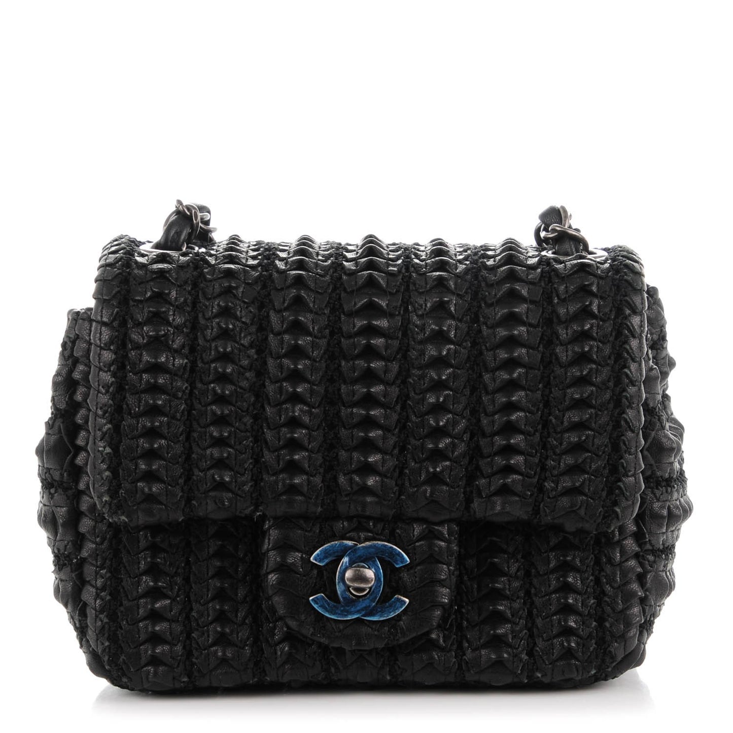 Lambskin Embroidered Mini Flap Black