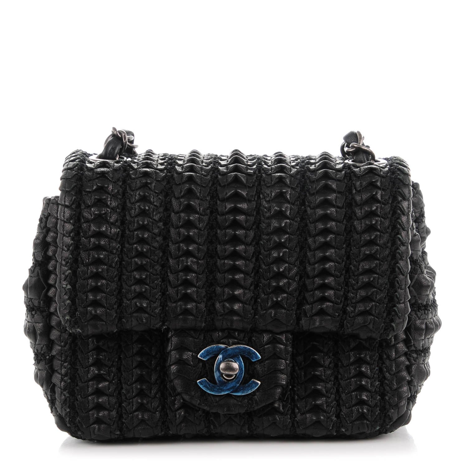 Chanel Lambskin Embroidered Mini Flap Black 1 of 8