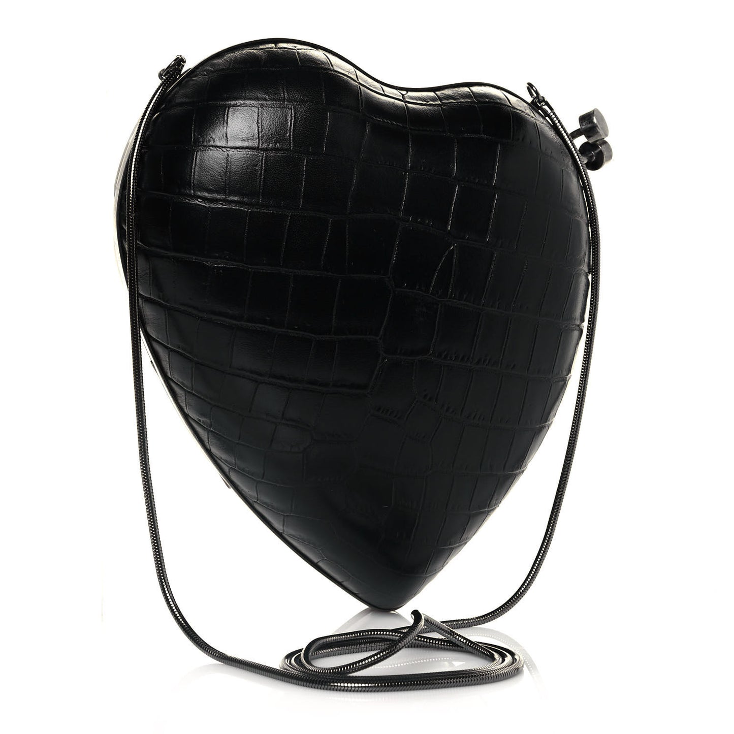 Calfskin Crocodile Embossed Monogram Love Box Bag Black