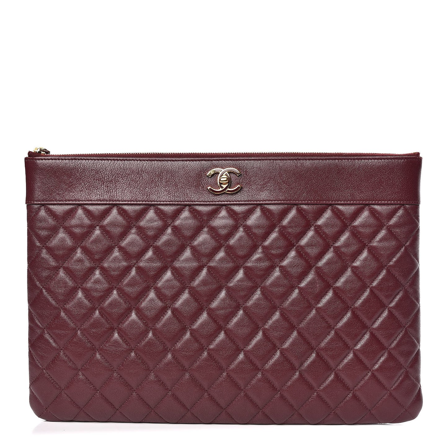 Sheepskin Quilted Large Vintage Mademoiselle Cosmetic Case Burgundy